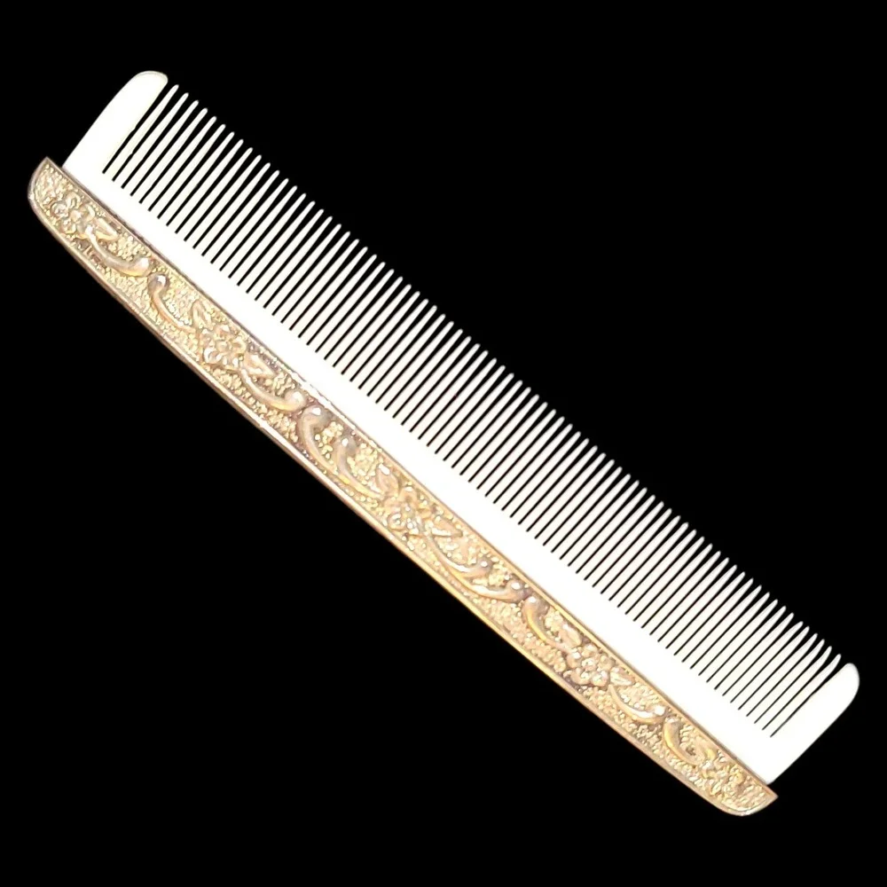Vintage Silver Plated Vanity Hair Comb Floral Scrollwork Dressing Table 5